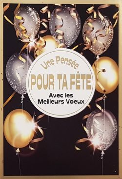 ANNIVERSAIRE - CARTE AVEC BALLON EN OR ET ARGENT - DE MILLBROOK